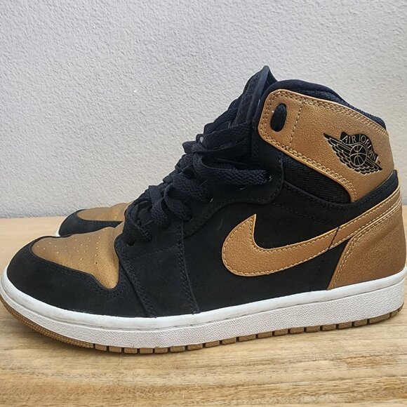 Nike Mens Air Jordan 1 Retro High Sneakers Melo Black Gold‎ 332550-026 Size 8.5 - Picture 5 of 12